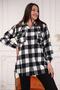 Large Size Cotton Lycra Hooded Sleeves with Elastic Buttons and Pockets Loose Cut Long Plaid Lumberjack Shirt - 5