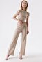 Collar Stoned Athlete Trousers Set