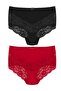 2-Piece Cotton Front Back V Lace High Waist Plus Size Women's Panties