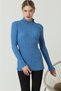 Women's Indigo Sleeve and Collar Lace Ruffle Detail Half Turtleneck Knitwear Sweater - 3