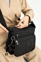 Women's 8 Compartment Crinkle Cross Shoulder Strap Bag & Casual Black Bag - 4