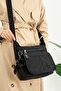 Women's 8 Compartment Crinkle Cross Shoulder Strap Bag & Casual Black Bag - 7