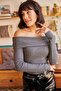 Women's Gray Madonna Collar Raised Camisole Sweater BLZ-19000615 - 5