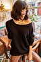 Women's Black Thessaloniki Loose Knitwear Sweater KZK-19000051 - 4