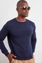 Navy Blue Slim Slim Fit Crew Neck Textured Knitwear Sweater Tmnaw20Iy0014 - 7