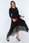Black Lace Detailed Plus Size Knitted Dress - 5
