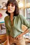 Women's Green Textured Draped Shirt GML-19000402 - 3
