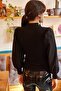 Women's Black Balloon Sleeve Blouse BLZ-19000705 - 5