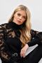 Women's Black Tulle Sleeve Ruffle Accessory Blouse BK894 - 5