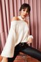 Women's Ecru Cross Neck Knitwear Sweater KZK-19000192 - 3