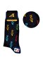 Left Switch Patterned Navy Blue Men's Socks - 3