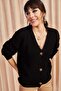 Women's Black Buttoned Cardigan HRK-19000046