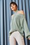 Women's Mint Green Cross Neck Knitwear Sweatshirt KZK-19000192 - 2