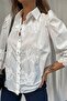 Women's White Princess Sleeve Embroidered Fine Shirt - 2