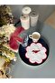 Cocktail Napkin Red Embroidered Set of 6 Pink Red