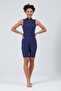 Single Piece Swimsuit with Thick Straps Half Zipper Surfer Shorts Sea Pool Swimsuit - 3