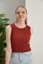 Women's Brick Powder Halter Neck 2-Piece Crop Blouse - 2