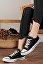 Unisex Black Short Linen Lace-up Sneakers Sneakers - 3