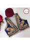 Local Traditional Boy's Embroidered Navy Blue Vest Fes Costume