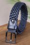 Navy Blue Knitted Genuine Leather Belt 4 cm