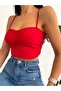 Women's Red Strappy Sandy Crop Blouse - 2