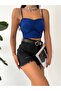 Women's Cobalt Blue Strappy Sandy Crop Blouse - 3