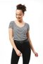 V-Neck Striped Short Sleeve Bady Blouse T-shirt 100% Cotton