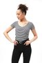 V-Neck Striped Short Sleeve Bady Blouse T-shirt 100% Cotton - 3
