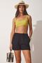 Women's Vibrant Black High Waist Summer Viscose Shorts BH00407 - 3
