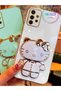 Black Hello Kitty Stand Edge Gold Detailed Luxury Silicone Case for Samsung Galaxy A52 - 4