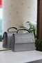Women's Silvery Platinum Evening Dress Shoulder Bag with Stone Holding Detail - 2