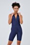 Single Piece Swimsuit with Thick Straps Half Zipper Surfer Shorts Sea Pool Swimsuit