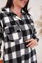 Large Size Cotton Lycra Hooded Sleeves with Elastic Buttons and Pockets Loose Cut Long Plaid Lumberjack Shirt - 3