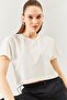 White Oversize Comfortable 100% Cotton Combed Crew Neck Short Sleeve Basic Crop T-shirt