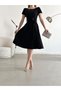 Black Color Pleated Belted Evening Dress and Graduation Dress 120 582059 109404