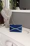 Navy Blue Satin Thin Case Cross Roving Stone Evening Dress Women's Bag - 3