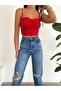 Women's Red Strappy Sandy Crop Blouse - 5