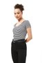 V-Neck Striped Short Sleeve Bady Blouse T-shirt 100% Cotton - 4