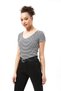 V-Neck Striped Short Sleeve Bady Blouse T-shirt 100% Cotton - 5