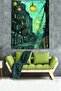 Starry Nights Themed Street Scenery Stain Resistant Fabric Wall Cloth Wall Tapestry Tapestry - 2