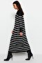 Black Sleeves Button Detailed Striped Knitwear Dress TCTAW24EB00002