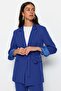Blue Tie-Detail Lined Crepe Jacket-Pants Woven Top and Bottom Set TCTSS23US00044 - 3