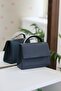 Women's Navy Blue Evening Dress Shoulder Bag with Stone Holding Detail - 3