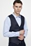 Slim Fit, Float, Double Pocket, Buttoned, Dobby Men's Navy Blue Vest - 2