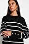 Black Sleeves Button Detailed Striped Knitwear Dress TCTAW24EB00002 - 3