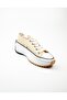 231904 Beige Thick Sole Linen Women's Sneakers