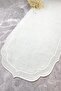رانر طاولة أبيض مطرز بحواف مزدوجة، بتأثير الكتان، مقاس 40×140 سم