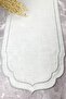 Silver Gray Color Double Wrap Embroidered 40x140 Cm Linen Effect Runner - 3