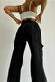 Press Women's Lycra Black No Back Pocket Model Cargo Palazzo Trousers - 4