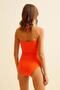 Textured Pomegranate Flower Halter Neck Swimsuit - 3